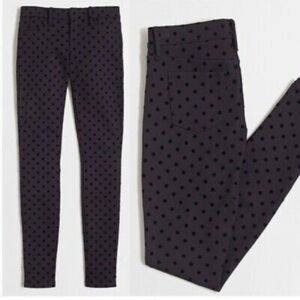 J Crew The Gigi Pant Navy Blue Black Swiss dot size 8